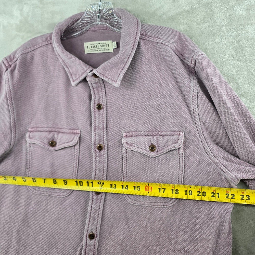 Outerknown Blanket Shirt Mens Large Purple Twill Long Sleeve Heavyweight Flannel - Picture 5 of 7